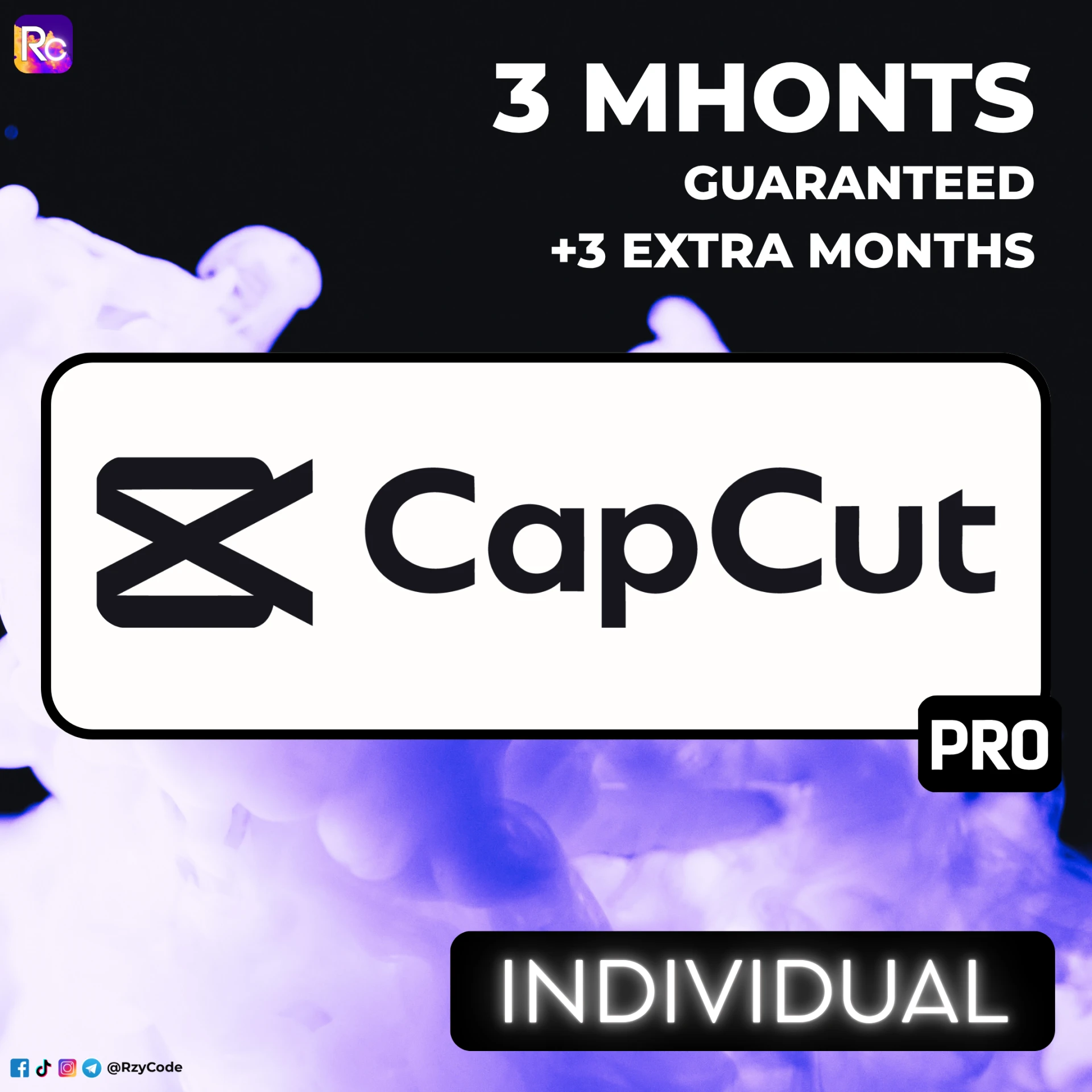 CapCut Pro | Individual | Full Account | 3 Months + 3 Extra Months