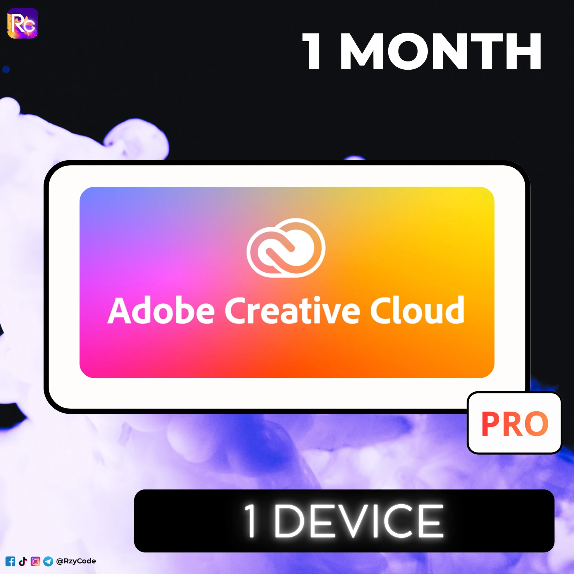 Full Suite Adobe Creative Cloud | Pro | 1 Device | 1 Month
